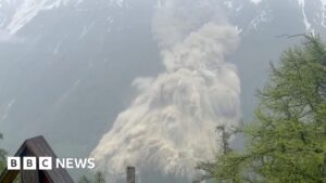 Moment glacier crashed down Alps and onto village