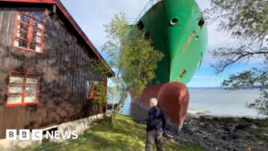 Man in Norway sleeps as cargo ship crashes into his garden