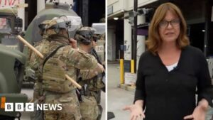 BBC on the ground as National Guard set up outside LA federal building